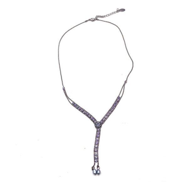 Liz Claiborne Y-Drop Lariat Crystal Ball Beaded Chain Necklace Elegant Formal - Picture 1 of 3